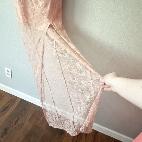 NBD X Revolve Nicole Peach Lace Halter Gown Maxi Dress Women's Size Small - Picture 6 of 14